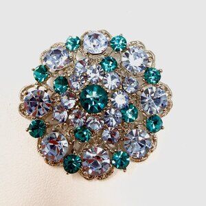 🆕 On Trend Lite Saphie & Turquoise Cluster Crystal Accent Pin